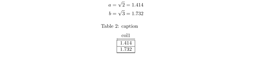 a formatted table